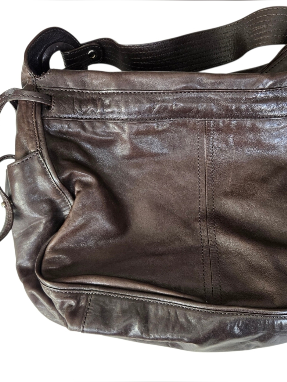 Francesco Biasia Brown Leather Backpack Italian Slouchy Minimalist Bag